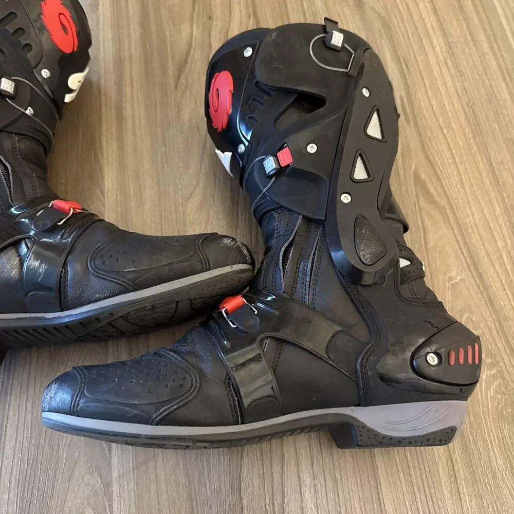 Sidi SRS Black Boots Size 10 US 44 EUR MX Motocross Boots Made in Italy